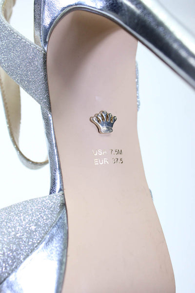 Nina Women's Ankle Strap High Heel Platform Sandals Silver Size 7.5