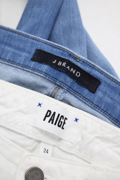 Paige J Brand Womens Mid Rise Cuffed Jean Shorts Jeans White Blue Size 24 Lot 2