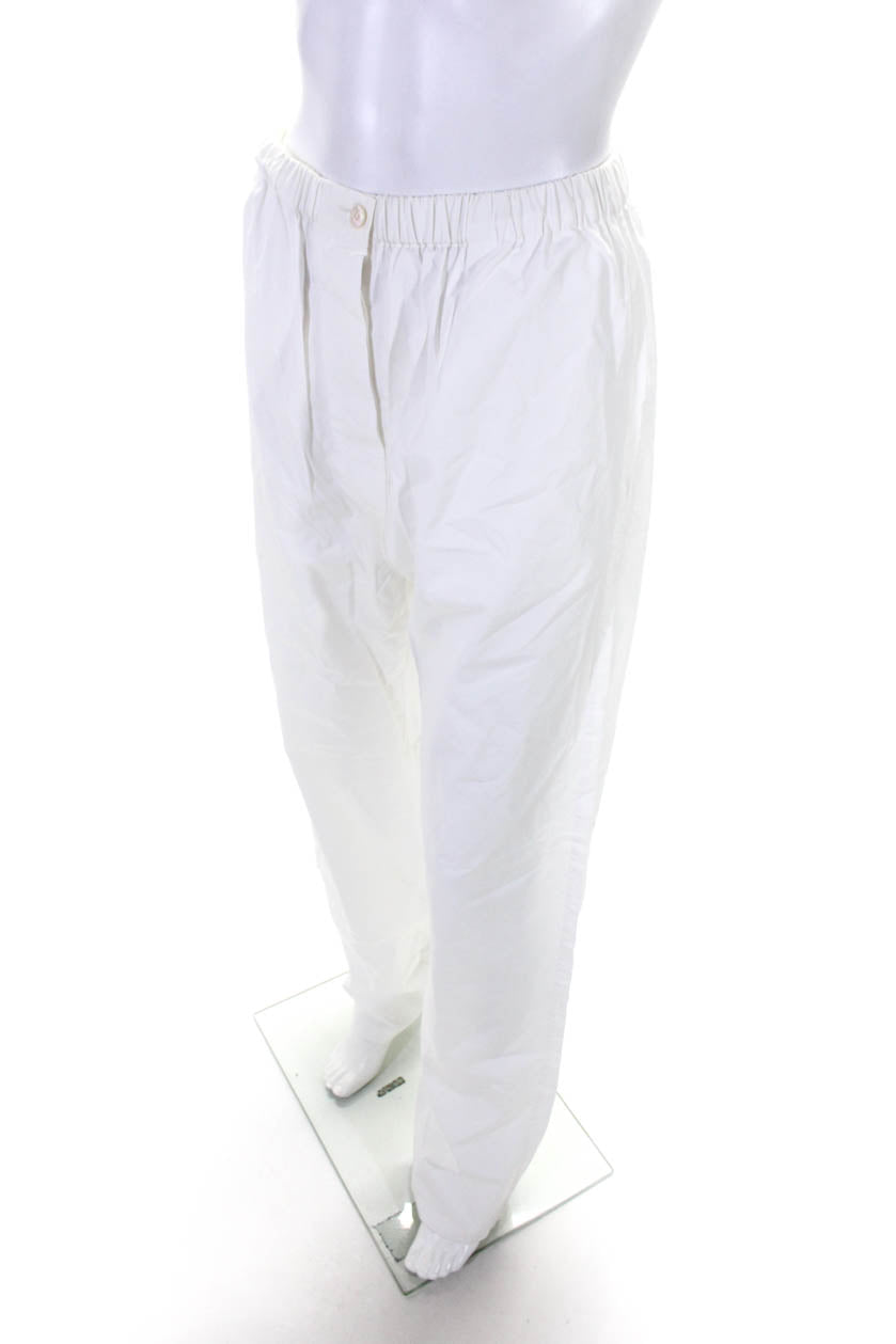 BUTTONED STRAIGHT LEG PANTS - White