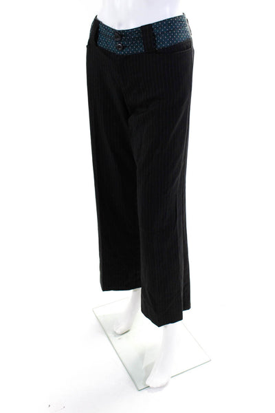 Nanette Lepore Women's Pinstripe Straight Leg Trouser Pants Black Blue Size 6
