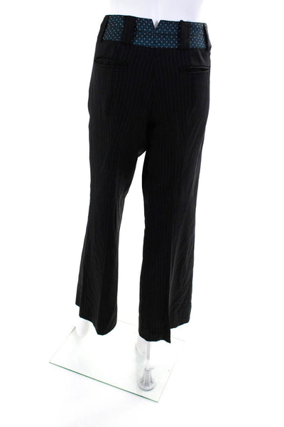 Nanette Lepore Women's Pinstripe Straight Leg Trouser Pants Black Blue Size 6