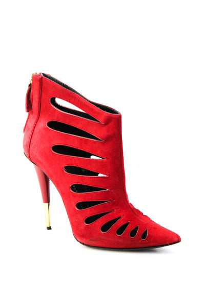 Giuseppe Zanotti Design Womens Point Toe Cutout Stiletto Ankle Boots Red 40 10