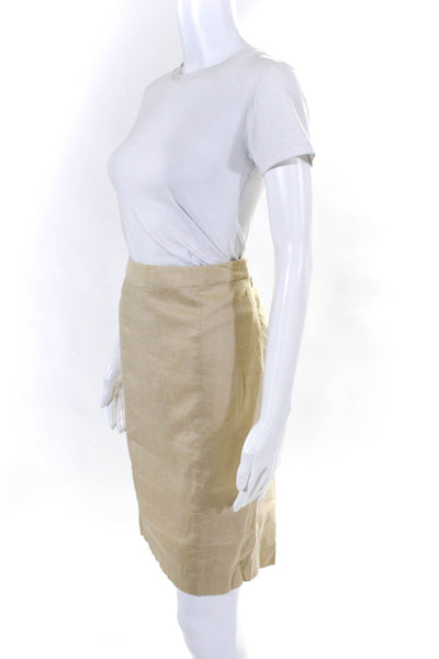 Max Studio Womens Knee Length Lined Zippered Straight Pencil Skirt Tan Size 6