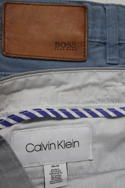 Calvin Klein Boss Hugo Boss Mens Straight Leg Pants Gray Blue 34x32 36x34 Lot 2