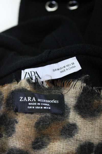 Zara Women's Mini Skirt Dress Pants Hoodie Scarf Black Beige Size M Lot 4