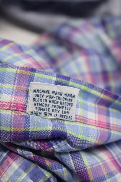 Ralph Lauren Mens Cotton Button Up Shirts Blue Multicolor Size 15.5 XL Lot 2