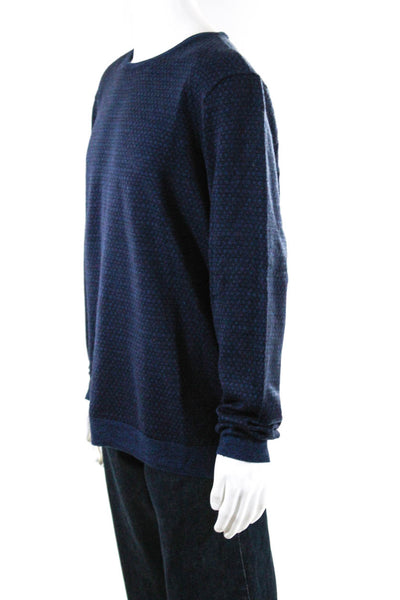 Calvin Klein Mens Crew Neck Dotted Pullover Sweater Black Navy Blue Wool Size XL
