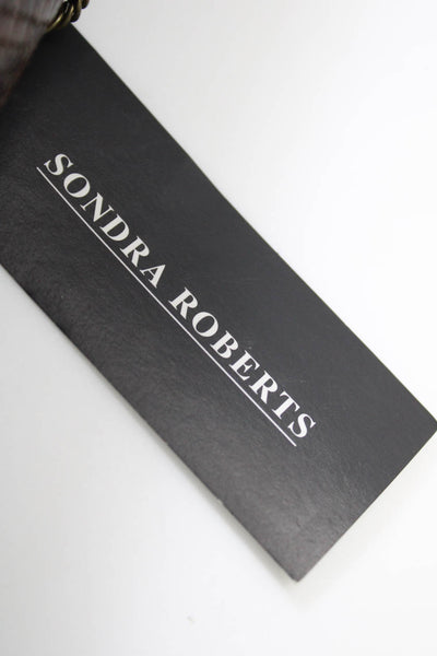 Sondra Roberts Womens Animal Print Chain Geometric Clasp Shoulder Handbag Brown
