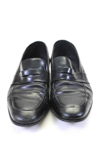 To Boot New York Mens Leather Square Toe Penny Loafers Black Size 9.5