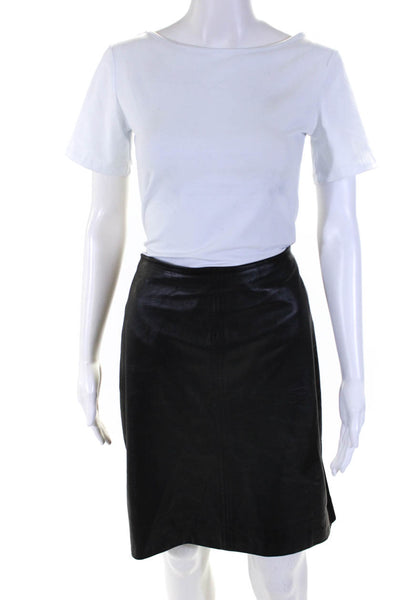 Donna Degnan Womens Patchwork Darted Back Zipped A-Line Skirt Black Size 14