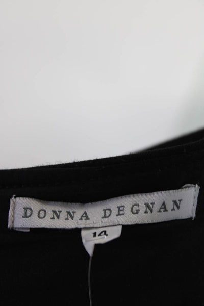 Donna Degnan Womens Patchwork Darted Back Zipped A-Line Skirt Black Size 14