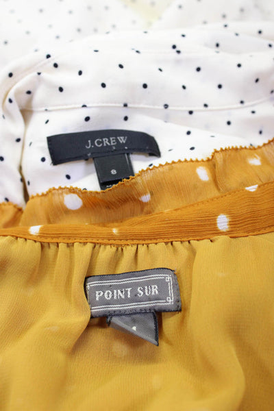 Point Sur Women's V-Neck Short Sleeves Ruffle Polka Dot Blouse Size M Lot 2