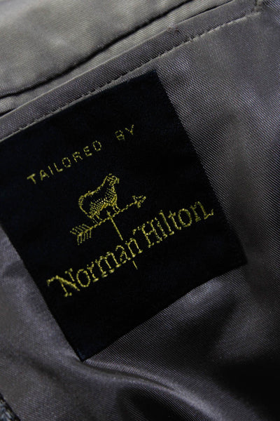 Norman Hilton Mens Textured Striped Buttoned Collared Blazer Brown Size ERU42L
