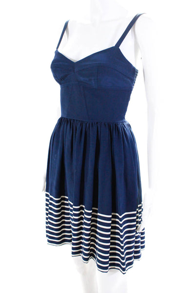 Amanda Uprichard Women's Adjustable Sweetheart Striped Mini Dress Navy Size S