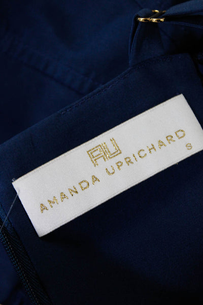 Amanda Uprichard Women's Adjustable Sweetheart Striped Mini Dress Navy Size S