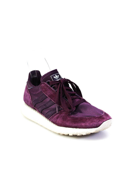 Adidas Womens Lace Up Chunky Sole Mesh Trim Suede Low Top Sneakers Purple 5.5