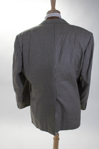 Zahner's  Mens Plaid Two Button Blazer Jacket Beige Gray Size  48