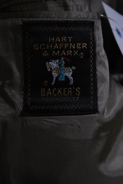Hart Schaffner Marx Mes Plaid Blazer Jacket Beige Gray Size 44 Regular