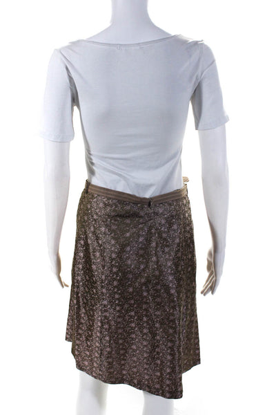 les chemins blanc Womens Silk Floral Print Knee-Length A-Line Skirt Brown Size S