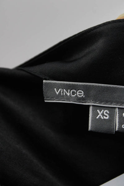 Vince Womens V-Neck Drawstring Waist Sleeveless Blouson Dress Black Size XS