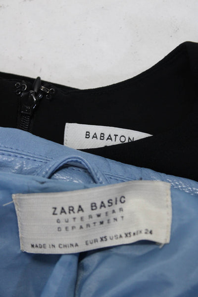 Zara Women's Collar Lined Moto Crop Jacket Blue Size XS Lot 2