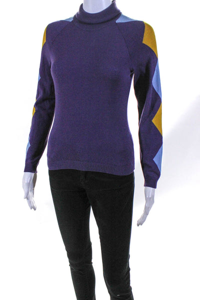 Philosophy di Alberta Ferretti Womens Wool Knit Turtleneck Sweater Purple Size 4