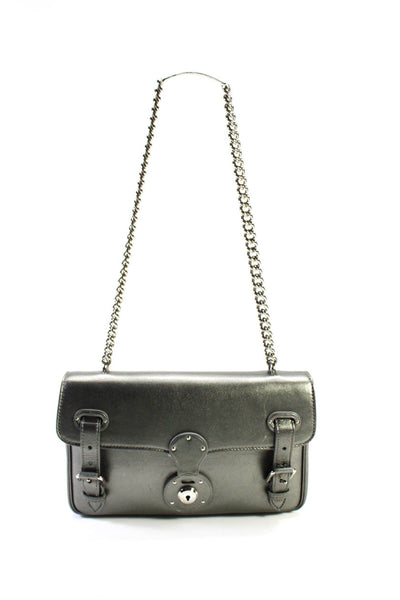 Ralph Lauren Collection Womens Chain Strap Small Ricky Shoulder Handbag Pewter