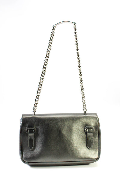 Ralph Lauren Collection Womens Chain Strap Small Ricky Shoulder Handbag Pewter