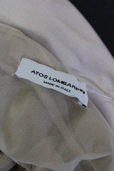 Atos Lombardini Women's Silk Long Sleeve Wrap Crop Top Pink Size 40