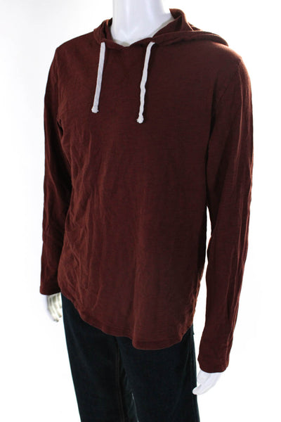 Vince Men's Hood Long Sleeves Cotton T-Shirt Brown Size L