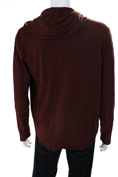 Vince Men's Hood Long Sleeves Cotton T-Shirt Brown Size L