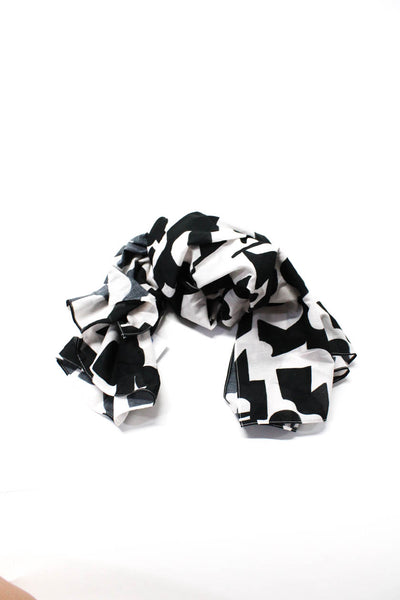 Milly Cabana Women's Abstract Print Scarf Black White Size M