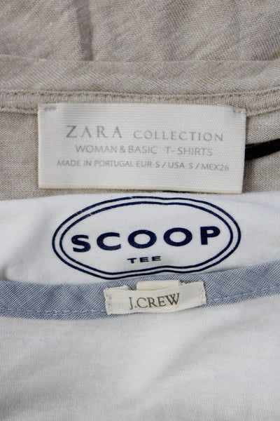 Scoop Zara J Crew Womens Scoop Neck Short Sleeved Tops White Tan Size P S Lot 3