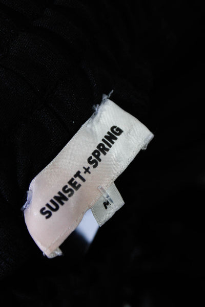 Sunset + Spring Women's Skinny Ankle Drawstring Sequin Lounge Pants Black Size M