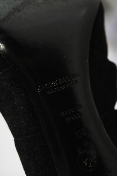 Ralph Lauren Collection Womens Stiletto Strappy Peep Toe Pumps Black Suede 11B