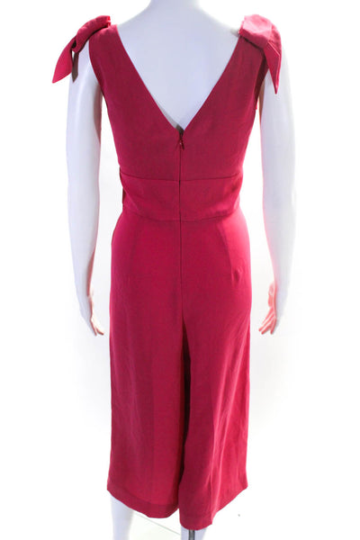J Crew Womens Bow Tie Strap V-Neck Wide Leg Mid-Calf Jumpsuit Pink Size 4