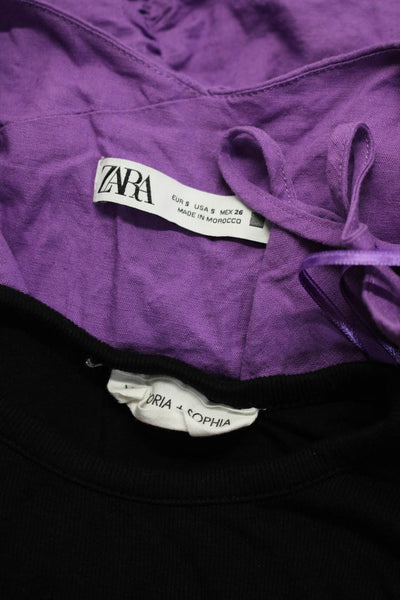 Victoria + Sophia Zara Womens Ruched Bodycon Dresses Black Purple Size M S Lot 2