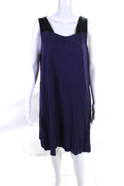 Eileen Fisher Women's Scoop Neck Sleeveless T-Shirt Mini Dress Purple Size L
