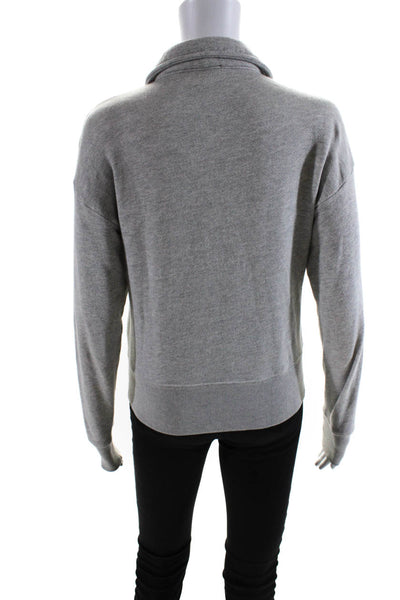 Re/Done Womens Cotton Knit Collared Long Sleeve 1/2 Zip Sweatshirt Gray Size XS