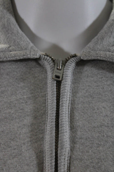Re/Done Womens Cotton Knit Collared Long Sleeve 1/2 Zip Sweatshirt Gray Size XS