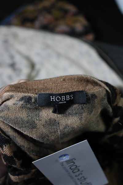 Hobbs London Womens Wool Animal Print Button Long Sleeve Cardigan Brown Size 12