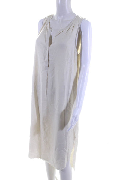 Go Silk Womens Beige Silk V-Neck Sleeveless Tank Maxi Dress Size XS