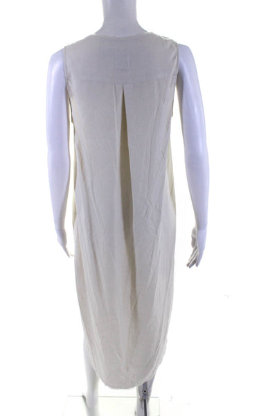 Go Silk Womens Beige Silk V-Neck Sleeveless Tank Maxi Dress Size XS