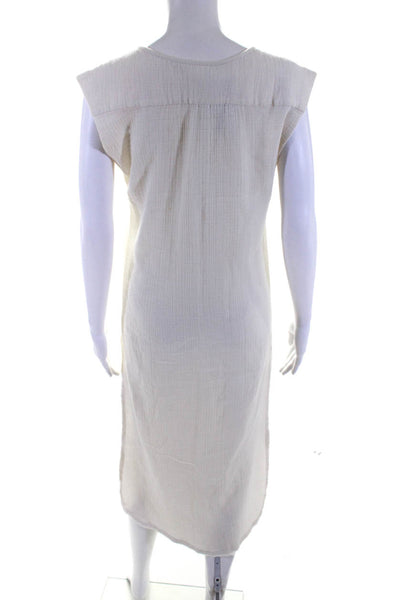 Anaak Womens Ivory V-Neck Sleeveless Slits Midi Length Shift Dress Size 0