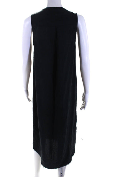 Go Silk Womens Black Silk V-Neck Sleeveless Tank Maxi Dress Size XS