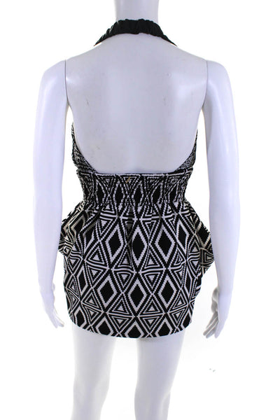 Anthropologie Women's Halter Abstract Print Pockets Mini Dress Size XS