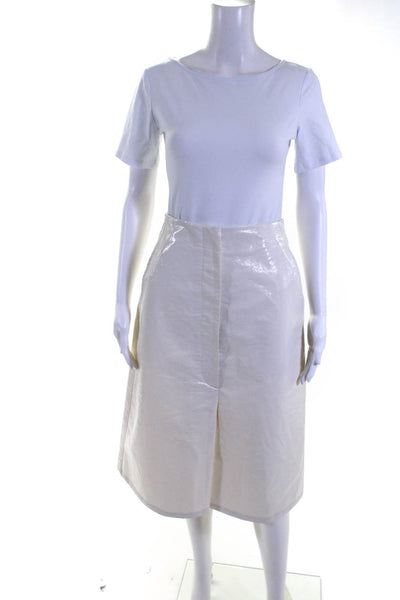 Tela Women's A-Lined Slit Hem Pockets Midi Skirt White Size S