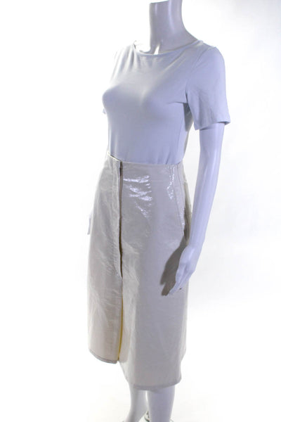 Tela Women's A-Lined Slit Hem Pockets Midi Skirt White Size S