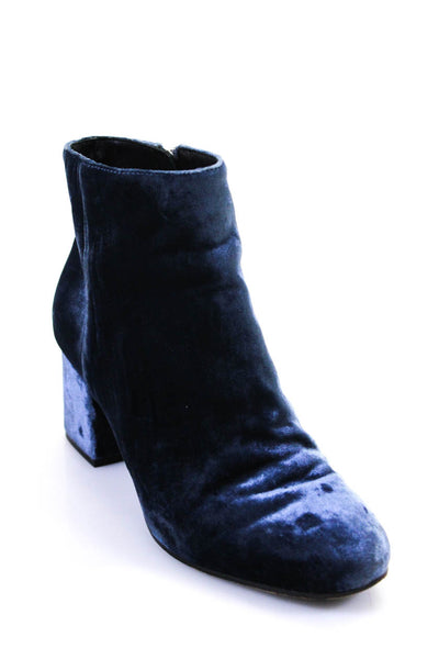 Via Spiga Women's Round Toe Zip Side Suede Ankle Bootie Blue Size 6