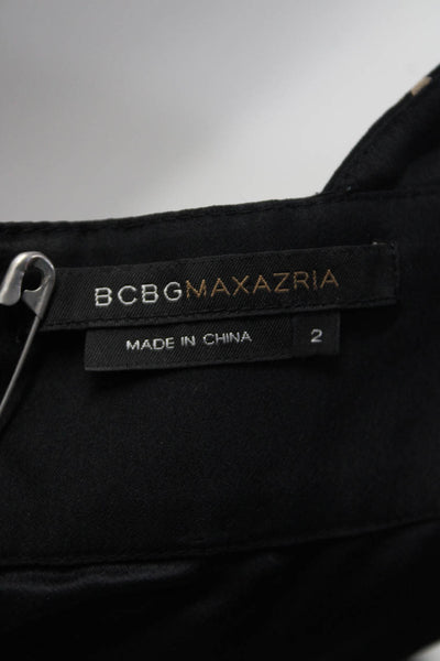 BCBGMAXAZRIA Womens Open Back Halter Dotted Midi Silk Dress Black Beige Size 2
